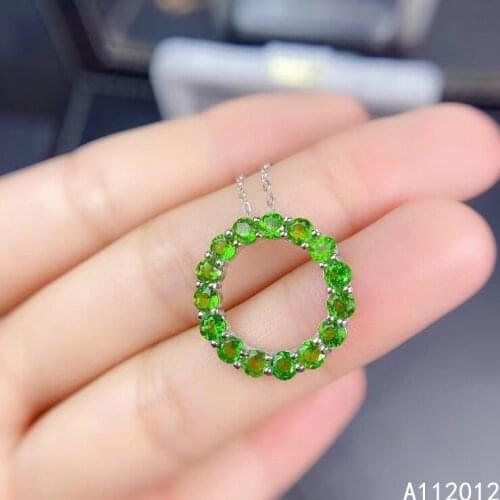 KJJEAXCMY fine Jewelry 925 Sterling Silver Natural Diopside Girl new luxury Pendant Necklace Support Test Chinese style