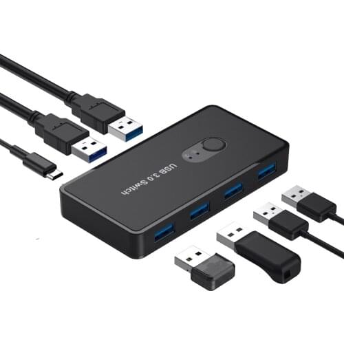 KVM Switch USB 3.0 Switcher for Windows10 PC Keyboard Mouse Printer 2 PCs Sharing 4 Devices USB Switch