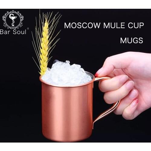Bar Soul 480ml Moscow Mule Mugs Hammered Moscow Mule Cups Copper Cups Espresso Plated Stainless Steel Mugs