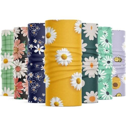 Fashion 3D Printed Women Headscarf Daisy Series Kerchief Men Sports Biker Face Bandana Hijab Scarf Wrist Hairwrap Neck Gaiter