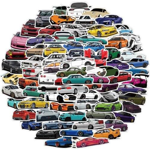 10/50/100PCS JDM Retrofit Racing Car Graffiti Stickers Laptop Guitar Luggage Bike Skateboard Waterproof Sticker Decal Kid Toy