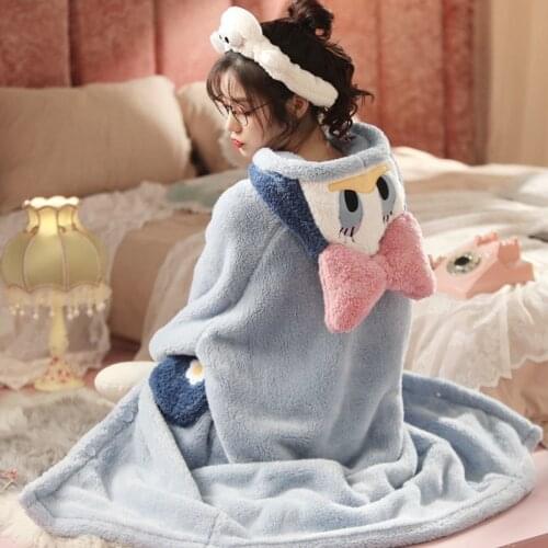 Night Dress Women Pijama Sleepwear Dress Woman Winter Cartoon Peignoir Femme Homewear пижама Robe Cartoon Hooded Invierno Bath