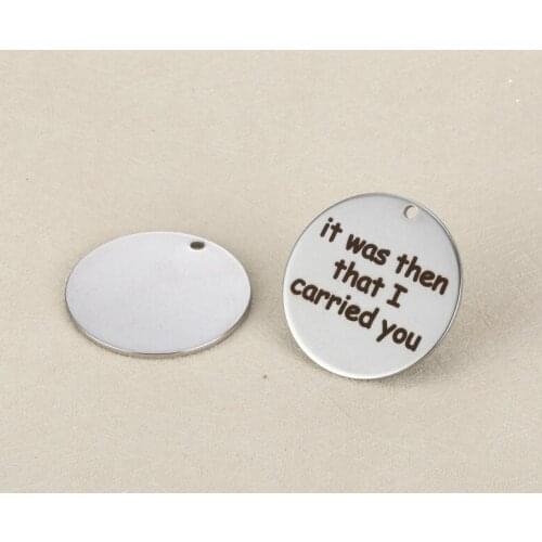 20pcs/lot 25mm New Arrival Stainless Steel Message Charms "It Was Then That I Carried You " For Diy Jewellery