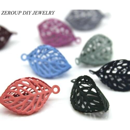 Leaves Shape Hollow Charms Earring Accessories Diy Jewlery Making Eardrop Pendant Necklace Components 11 Colors 10pcs