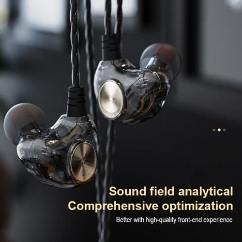 Wired Earphone 3.5mm Dual Dynamic In-ear Headphone with Mic Phone Headset Gamer for Android Ios aliexpress standard shipping