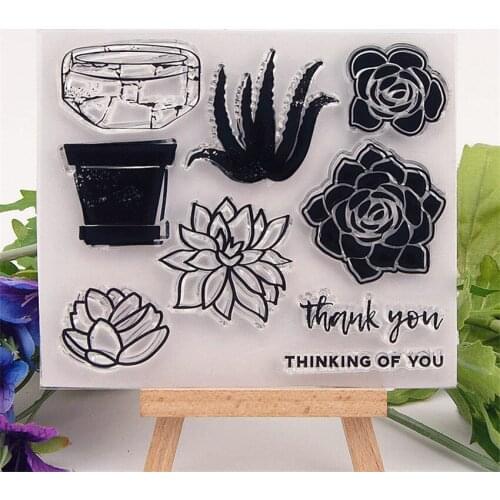 12.5x10.5cm Aloe POTS Transparent Clear Stamps Silicone Seals Roller Stamp DIY scrapbooking photo album/Card Making wedding