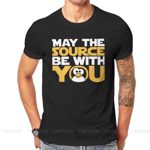 May The Source Be With You Special TShirt Linux Operating System Tux Penguin Casual Plus Size T Shirt Hot Sale Stuff For Adult