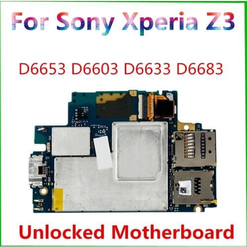 Unlock For Sony Xperia Z3 D6653 D6603 D6633 D6683 Motherboard Mainboard With Chips Logic Board With Android For Sony Xperia Z3