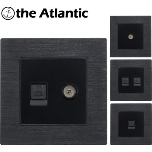 RJ45 With TV Jack Television Computer Data Single Dual Internet Socket Wall Socket Aluminum Alloy Metal Black Frame