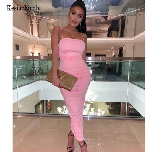 Kesiachiccly Wraped Sexy Women Dress Ruched Backless Draped Bodycon Maxi Summer Dress Club Party Wraped Elegant Long Sundress