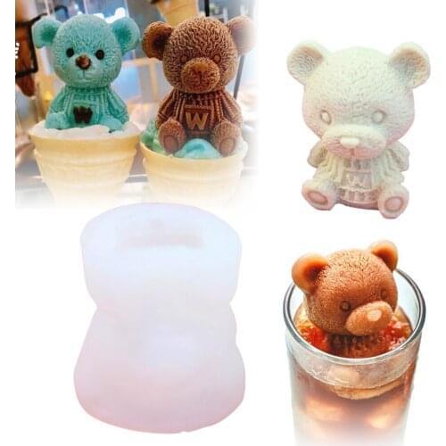 3D Ice Cube Maker Little Teddy Bear Shape Chocolate Cake Mould Tray Ice Cream DIY Tool Whiskey Wine Cocktail Silicone Mold