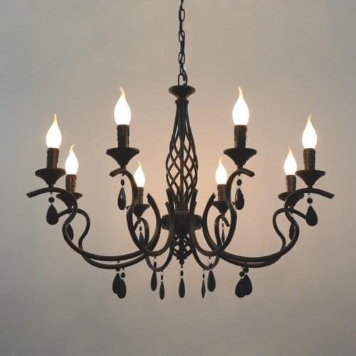 LED Rustic Iron Kitchen lighting Bar Cafe lighting black blue led Candle holders Chandelier Dining Room wedding Kid Lustre light