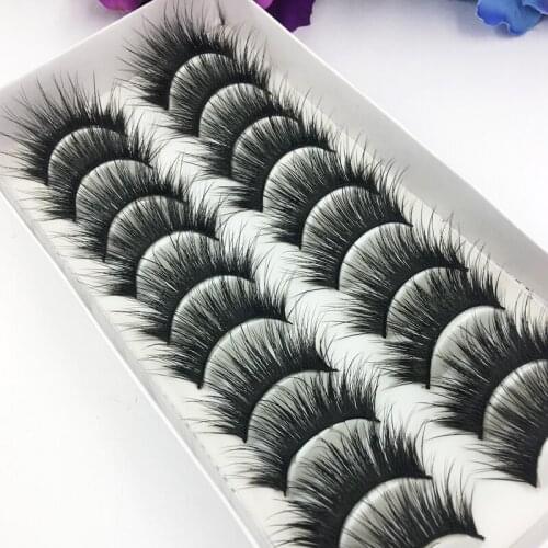 YOKPN 10 Pairs Thick False Eyelashes Performances Fake Eyelashes Full Handmade Black Stalk Cross Eyelashes Realistic Eye lashes