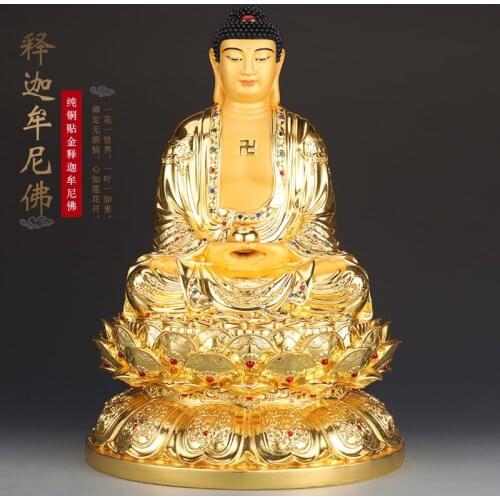 Southeast Asia High grade buddha statue HOME Company Effective blessing safety healthy Good luck gold gilding Sakyamuni Worship