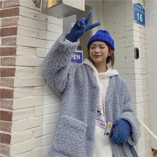 Women Lamb Wool Jacket Fur Coat Autumn Winter Lamb wool thickened with cotton wool coat