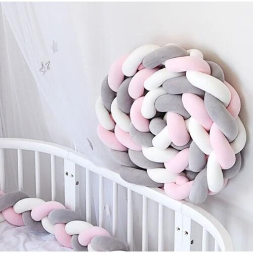 1M/2M/3M/4M Length Newborn Baby Bed Bumper Infant Cradle Pillow Braid Knot Bumper Baby Cot Protector Room Decor ZT92