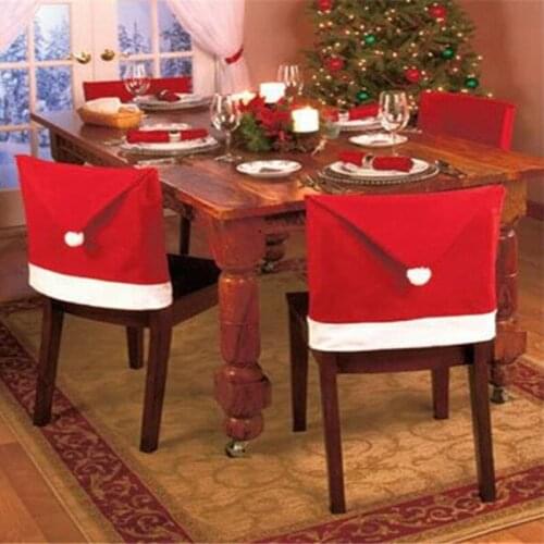 1pcs Santa Clause Cap Red Hat Furniture Chair Back Cover Christmas Dinner Table Party Xmas New Year Decoration