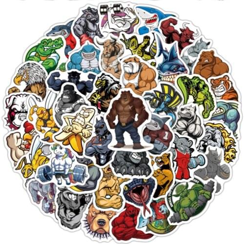 10/30/50pcs Muscle Animal Cartoon Graffiti Stickers For Skateboard Phone Car Laptop Luggage Fridge Waterproof Sticker Kids Toys