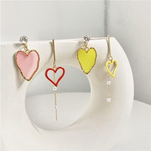 10 pair / lot fashion jewelry accessories new design metal enamel heart earrings