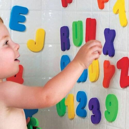 Baby Bath Toys 36pcs Letter Puzzle Kids Water Early Educational Bathroom Toys Soft EVA Numbers Funny Bath Game Toy Set