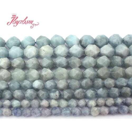 6,8,10,12mm Faceted Blue Aquamarines Quartz Bead Natural Stone Beads For Bracelet Necklace DIY Jewelry Making 15" Free Shipping