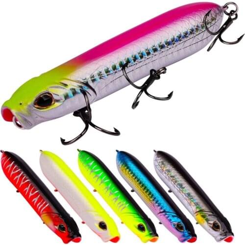 6PCS Fishing Minnow Popper Fish Bass plastic lure hook baits 10m/17g