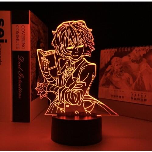 Anime BUNGO STRAY DOGS DAZAI BOOK 3D LED Lamp For Bedroom Decoration Nightlights Illusion Color Changing Table Lamp