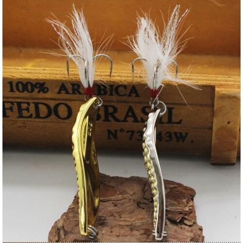 1Pcs Metal Spinner Spoon Fishing Lure 7g 10g 15g Gold Silver Rotating Hard Baits For Trout Pike Peche Feather Treble Hook Tackle