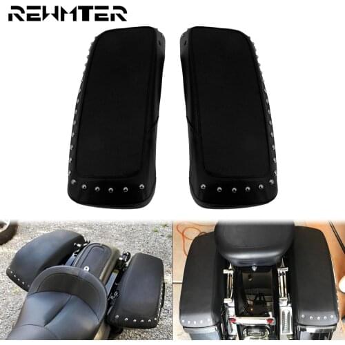 Motorcycle Saddlebag Lid Covers Black Audio Rain Dust Speaker Lids Leather Waterproof For Harley Touring Road King Glide 14-2020