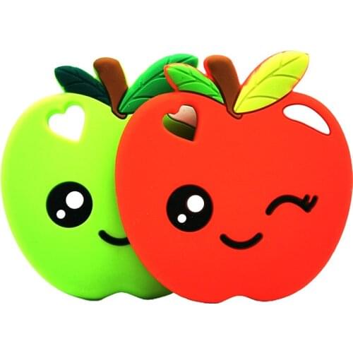 Apple Baby Teether Toys Silicone Teething Food Grade Rodent BPA Free Teether Infant Teething Beads For Baby Health