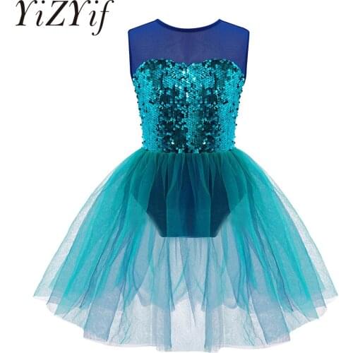 Sequins Girls Ballet Tutu Dress Kids Children Tulle Ballet Dance Gymnastics Leotard Dress for Ballerina Performance Dancewear