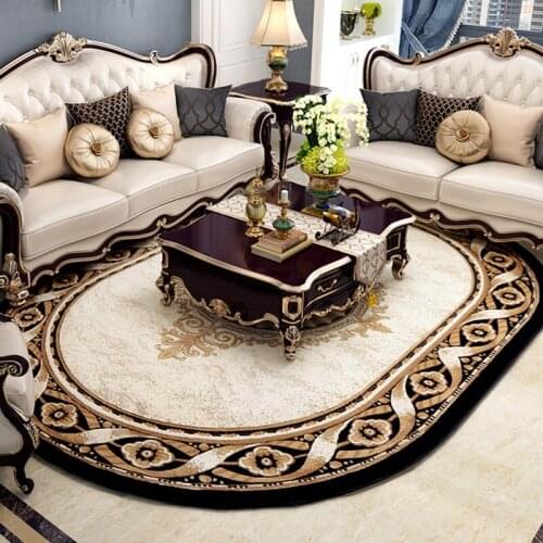 European Palace Oval Carpet For Living Room Home Decor Carpet Bedroom Study Room Thick Rugs Area Floor Cloakroom Mat Rug