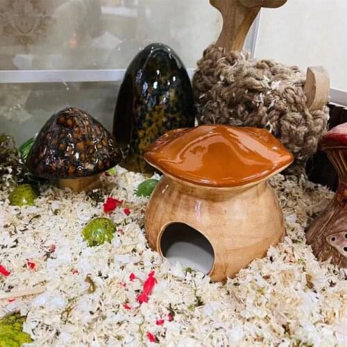Fairy Mushroom House Ceramic Hamster Nest Hamster Summer Cooling Nest Golden Bear Hamster Cage Landscaping Small Animal Nest