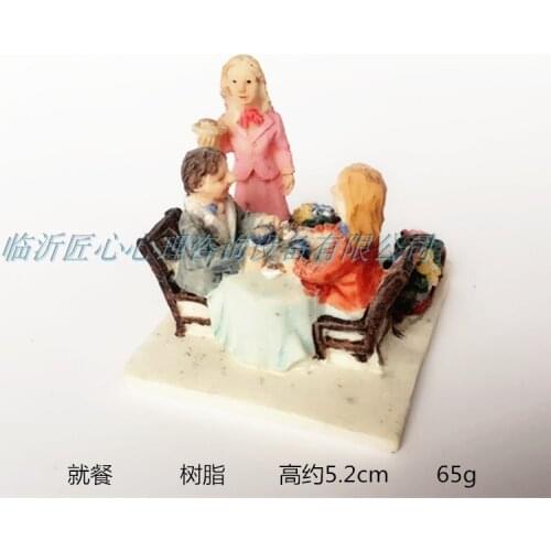 Resin figure model toy phycology sandbox having dinner people
