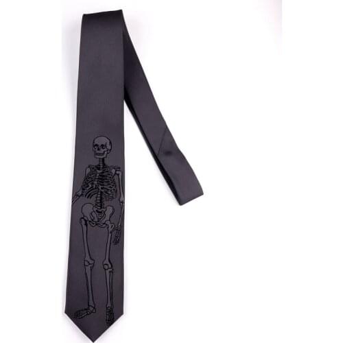 Free shipping New male mens necktie Original design dark gray skull skeleton college style literary women embroidery tie