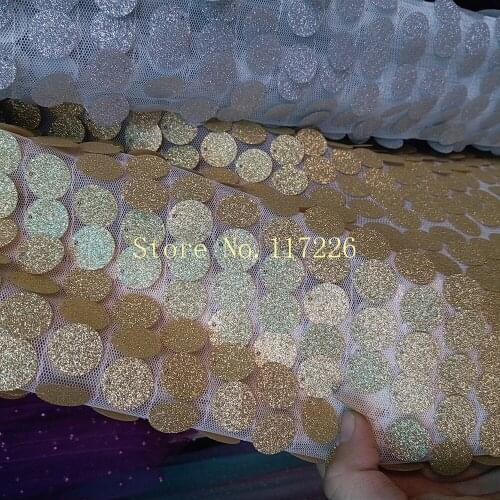 Hot selling New french round big sequins lace fabric JRB-53106 embroidered tulle lace African sequins lace fabri for party dress