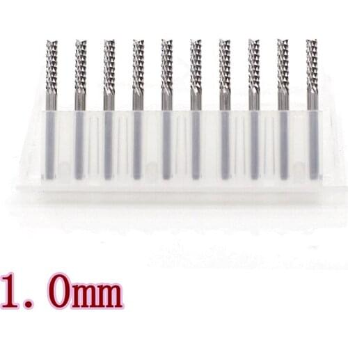 HANGXIN Carbide PCB Left-handed Milling Cutter 1.0mm Carpentry Drill Set End Milling Cutter 10PCS CNC Router Metal Tool