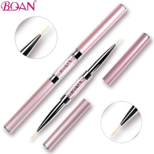 BQAN Nail Brush Double Head Liner Brush Crystal Handle Painting Pen Gel Brush Flower Drawing Painting Pen Manicure Art Tools