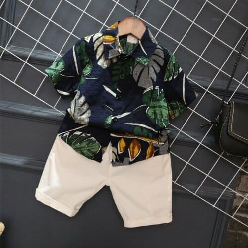2Pieces Summer Newest Fashion Toddler Baby Kids Boy Flower Tops T-shirt+ Shorts Summer Holiday Causal Style Outfit Clothes Sets
