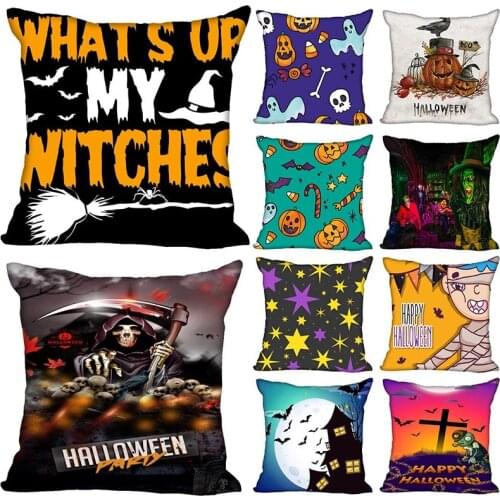 Nice Halloween Party Pillowcase Gothic Decorative Square Pillow Case Soft Fabric Customize Gift For Wedding Pillow Cover 35x35cm