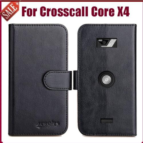 Hot! Crosscall Core X4 Case 5.45" High Quality 6 Colors Flip Soft Leather Phone Wallet Cover Case Card Slots