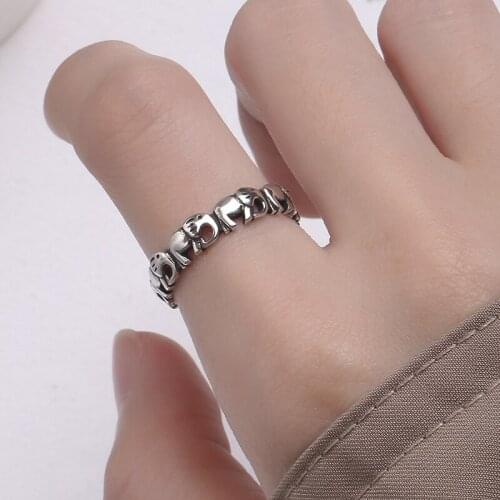 Trendy Jewelry Elephant Ring 2021 New Design Vintage Temperament Silvery Plating Metal Material Women Ring For Girl Lady Gifts