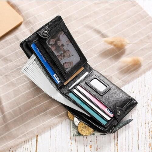 DAI.MM Unisex Wallet mens slim Credit Card Holder Bifold Genuine Leather mini Multi Card Case Slots Cowhide Leather Wallet