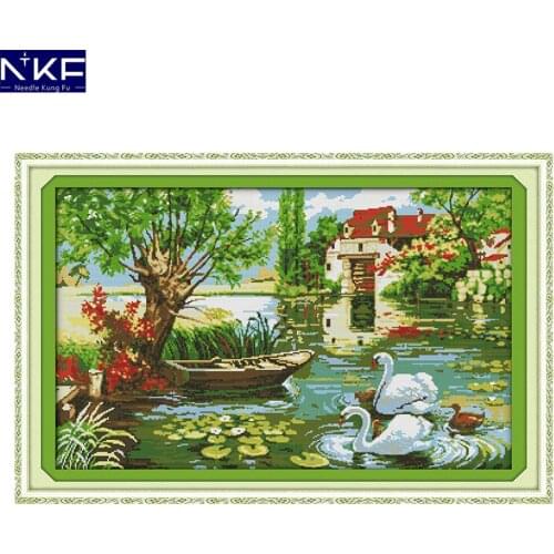 NKF Love Home Pattern Counted Cross Stitch Set DIY Needlework Embroidery Scenery Design Cross Stitch Kits for Home Decor