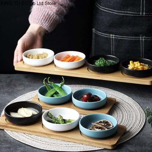 Nordic Ceramic Seasoning Dish Set Restaurant Soy Sauce Vinegar Dish Divided Grid Plate Snack Snack Plate Tableware Supplies