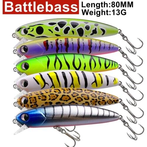 BATTLEBASS 2021 NEW 1Pcs Fishing Lure 80mm/13g Sinking Minnow High Quality Hard Plastic Artificial Bait Tackle 6colors