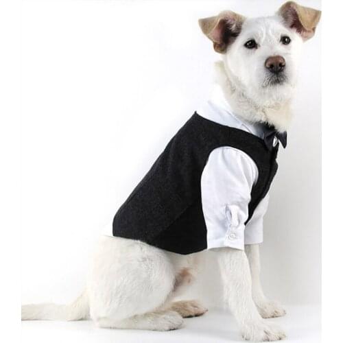 Pet Dog Clothes Prince Tuxedo Bow Tie Suit Jumpsuit Coat Gentleman Dog Clothes Wedding Suit Dog Formal Shirts