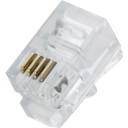 Clear plastic 30 pcs 4P4C connector RJ9 phone adapter-Hot