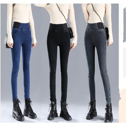 Plus Size Skinny High Waist Jeans Spring Women Pants Autumn and Winter Elastic Trousers Famale Jeans