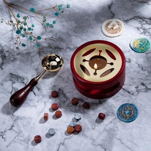 Retro Sealing Wax Melting Furnace Solid Wood Oven Furnace Wax Pot Heater Wax Warmer Decorative Craft Gift for Candle Stamp